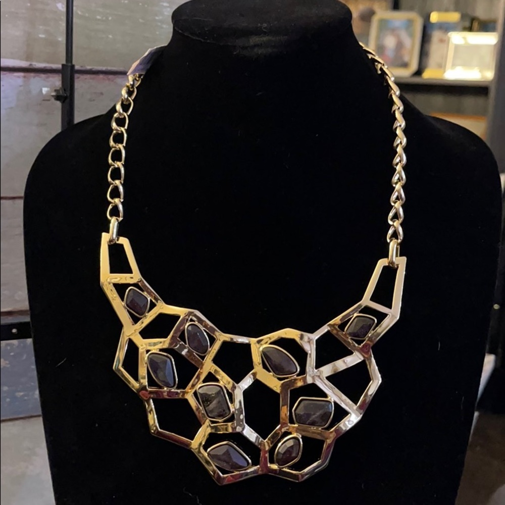 Natasha black and gold statement necklace